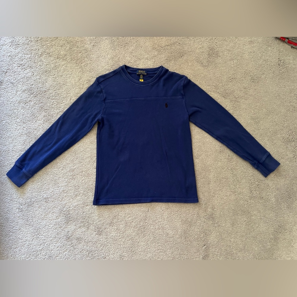 Polo Ralph Lauren boys blue ribboned crewneck long sleeve pullover sweatshirt L